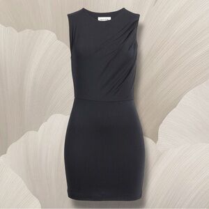 Open Edit NWOT Pleated Sleeveless Classic Black LBD Minidress- XXS